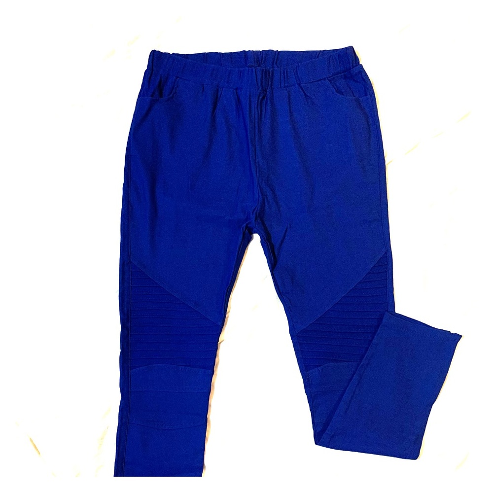 Electric blue moto leggings